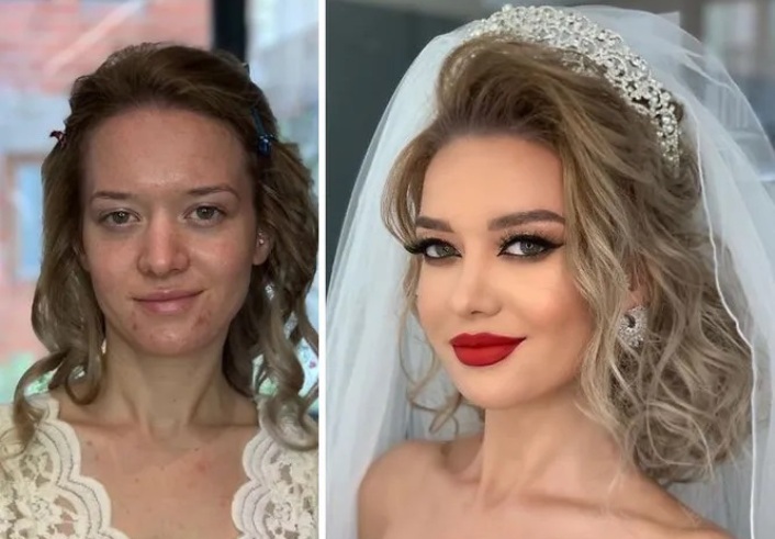 30 эффектных преображений: невесты до и после макияжа