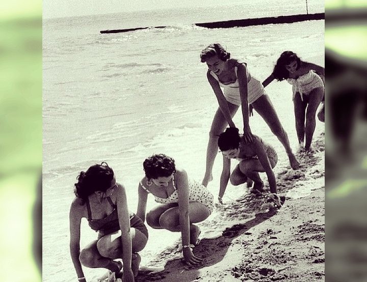 Retro Beach Reverie: Vibrant Snapshots from Days Gone By