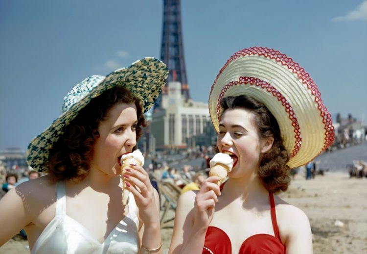 Retro Beach Reverie: Vibrant Snapshots from Days Gone By